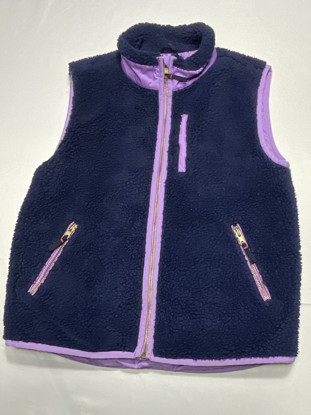 Crewcuts Navy Fleece Vest with Purple Accent Piping and Lining Size 14